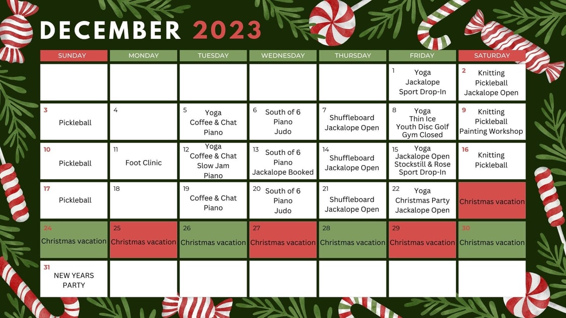 December 2023 Monthly Calendar