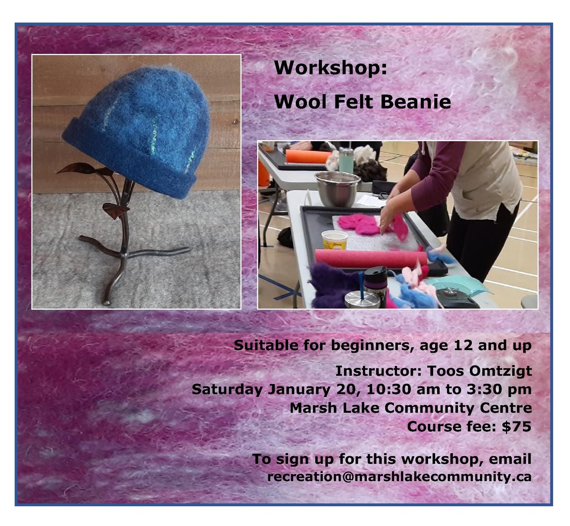 Felted beanie workshop announcement