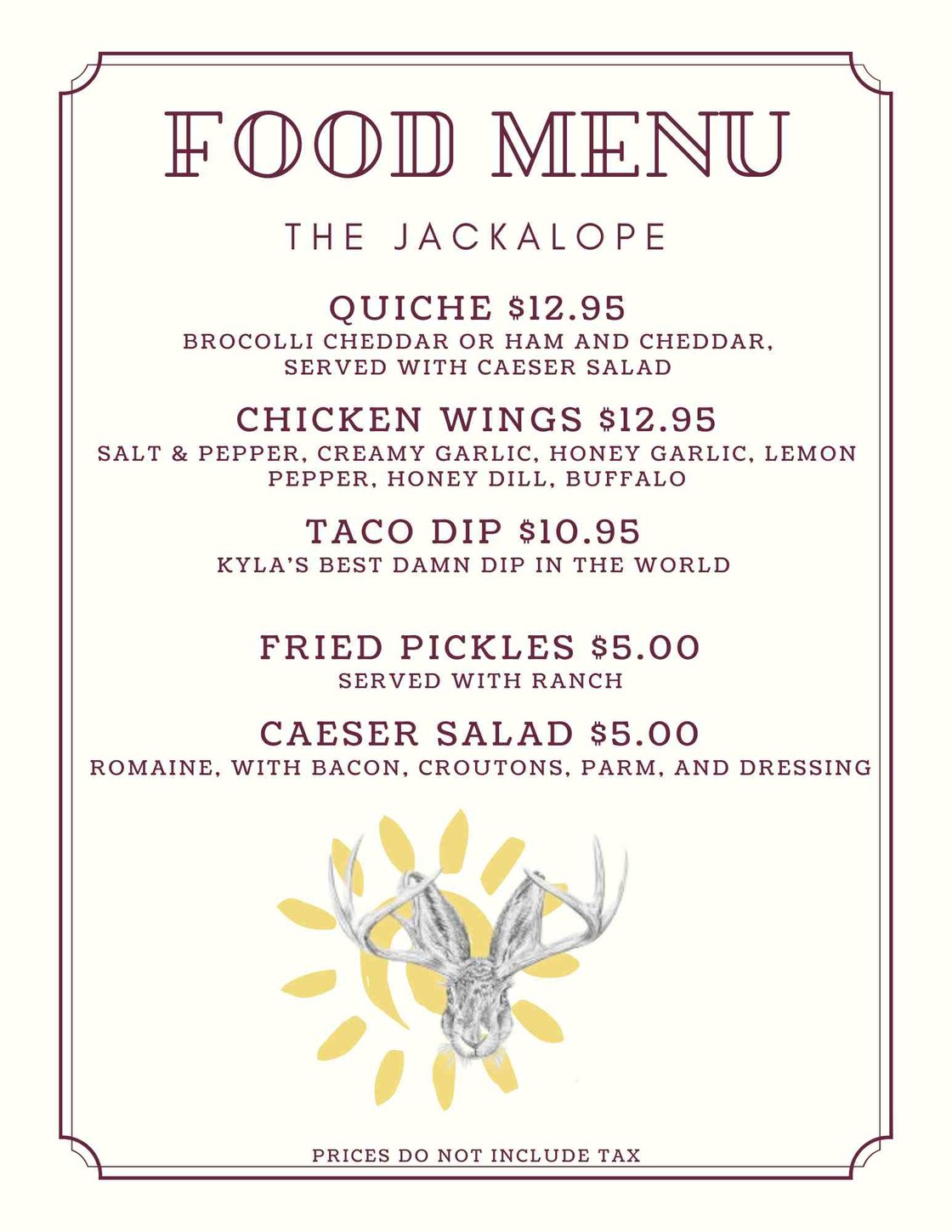 Friday Food Menu