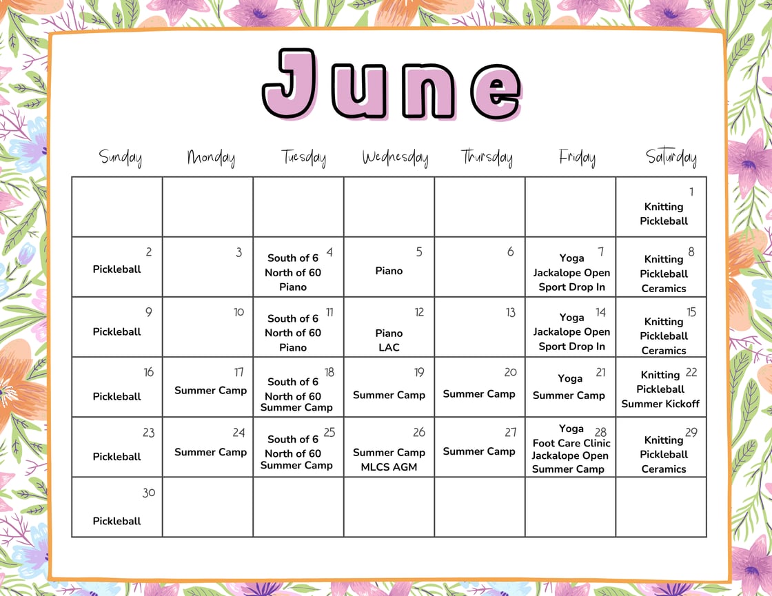 June Floral Calendar